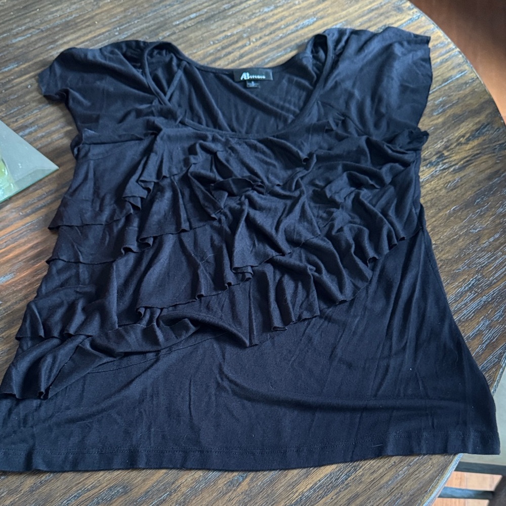 AB Studio Elegant Black Layered Blouse